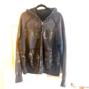 Vintage the Great China Wall Leather Skull Hoody M